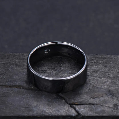 Natural Amethyst Sun Inspired Wedding Band Black Gold Sun & Star Comfort Fit Men's Ring Polished Men's Engagement Ring Anniversary Gift
