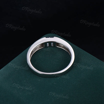 4mm Mens Alexandrite Flush Wedding Band Baguette Cut Color-Change Alexandrite Diamond Band Mens Promise Band Retro Vintage Men Gifts