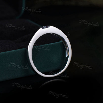 4mm Mens Alexandrite Flush Wedding Band Baguette Cut Color-Change Alexandrite Diamond Band Mens Promise Band Retro Vintage Men Gifts