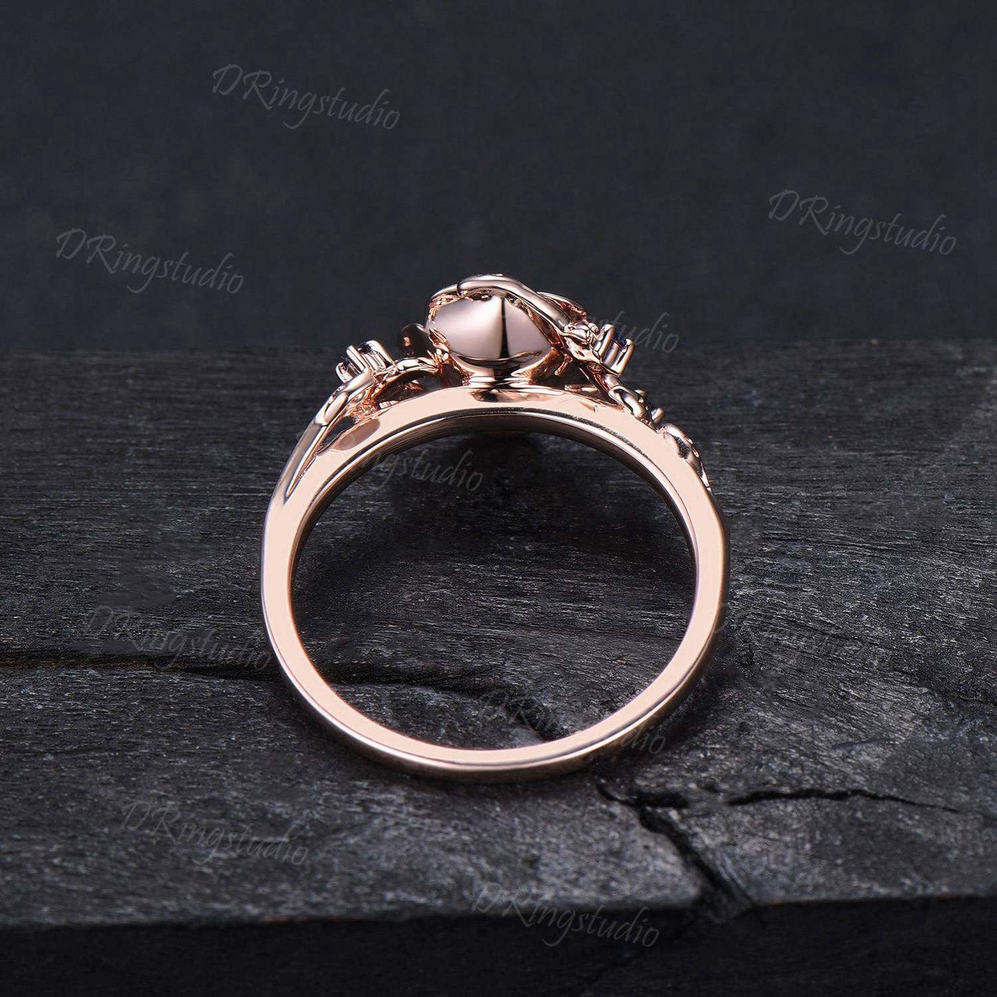 14k Rose Gold Floral Red Ruby Engagement Ring Rose Flower July Birthstone Promise Ring Twist Leaf Blue Sapphire Ring Proposal Gift for Women