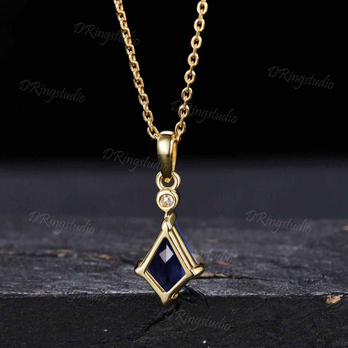 14k White Gold Natural Tanzanite Necklace Kite Cut Tanzanite Minimalist Pendant December Birthstone Pendant Necklace Birthday Proposal Gift