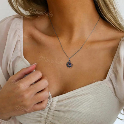 Black Moon Star Galaxy Nebula Necklace Star Shaped Blue Sandstone Pendant Necklace Black Gold Celestial Wedding Necklace Anniversary Gift