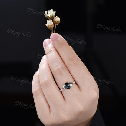 1.5ct Oval Cut Natural Green Tourmaline Engagement Ring Celtic Trinity Knot White Gold Wedding Ring Half Eternity Tourmaline Ring For Women