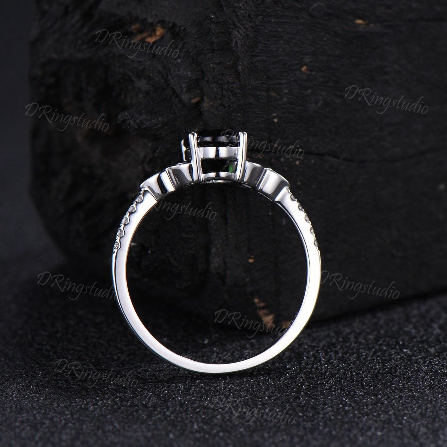 1.5ct Oval Cut Natural Green Tourmaline Engagement Ring Celtic Trinity Knot White Gold Wedding Ring Half Eternity Tourmaline Ring For Women