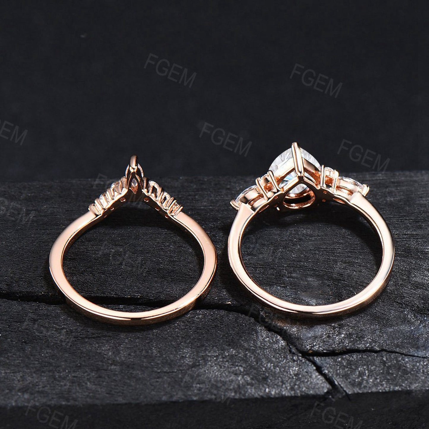 Sterling Silver Pear Shaped Moissanite Engagement Ring Set 1.25ct Diamond Wedding Bridal Ring  April Birthstone Anniversary Gift for Women