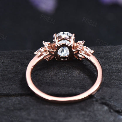 Sterling Silver Oval Shape Diamonds Ring Cluster Ring Moissanite Engagement Rings Rose Gold Ring April Birthstone Anniversary Gift for Her