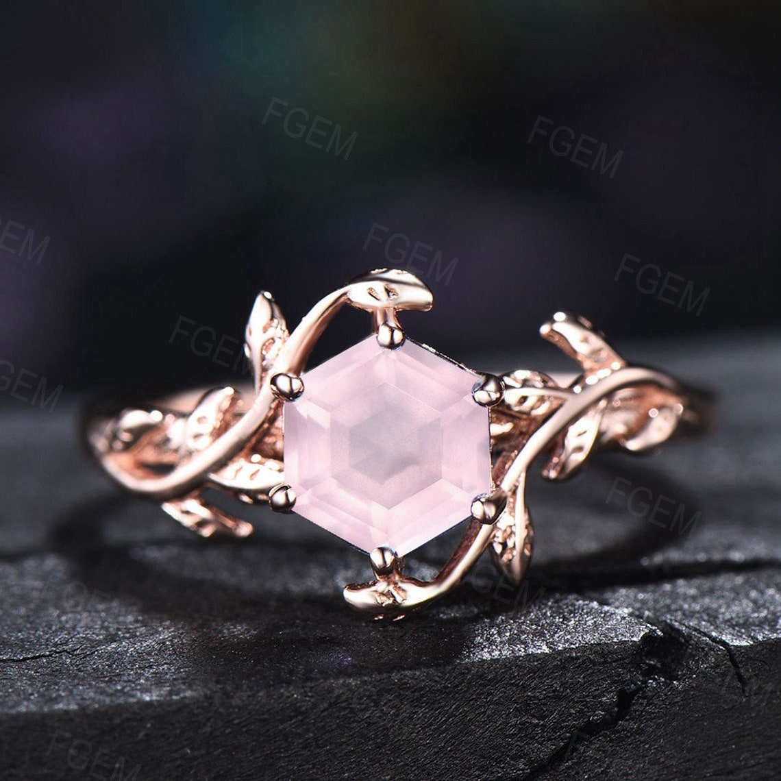 Rose quartz sale stone ring