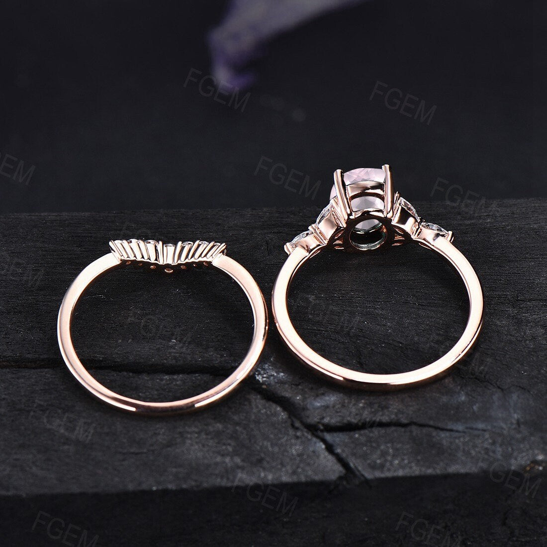 Royal blue sapphire engagement ring set, gorgeous bridal ring set / Adonis  | Eden Garden Jewelry™