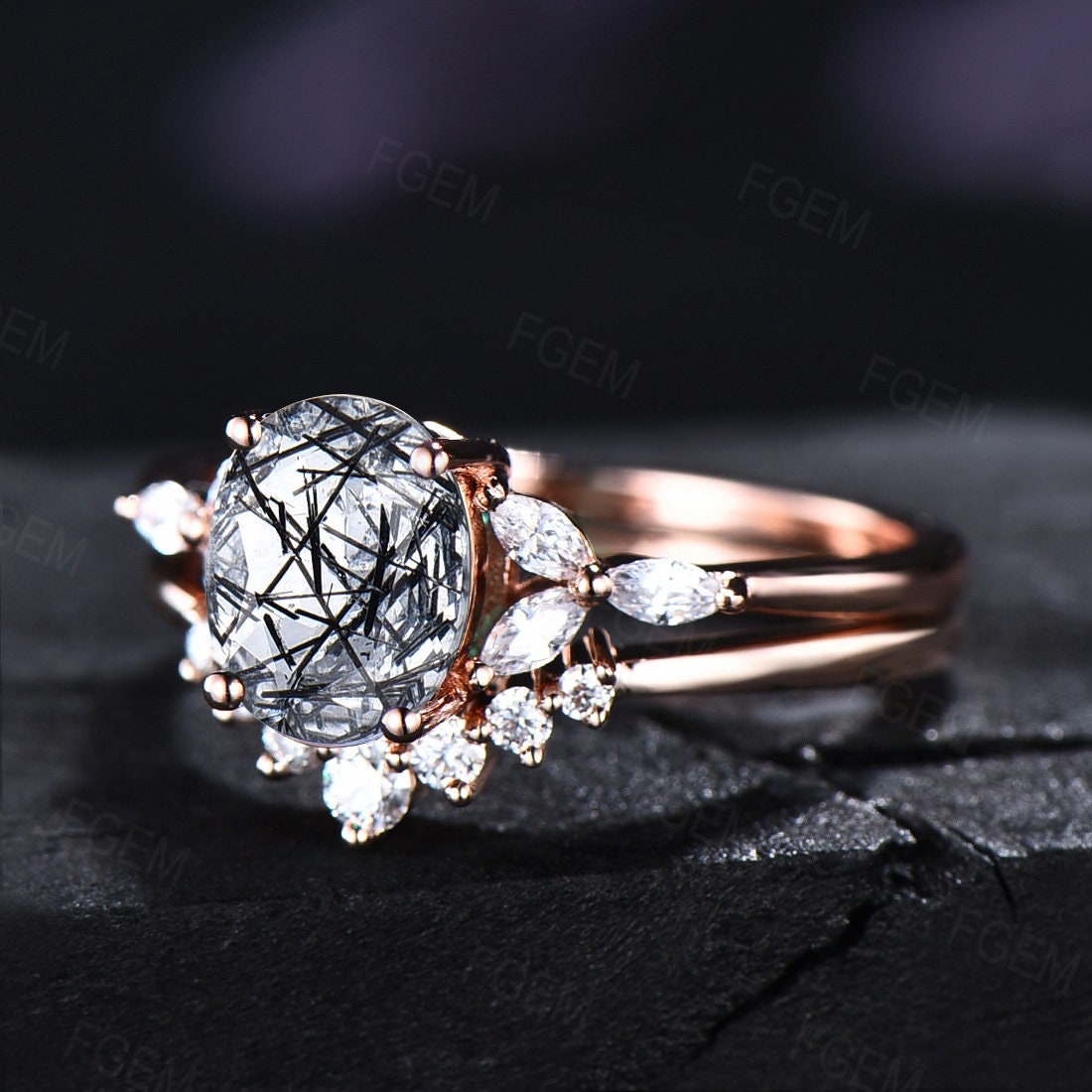 Vine 1 carat Round Cut Strawberry Quartz Solitaire Wedding Ring Set fo –  Radhes.com