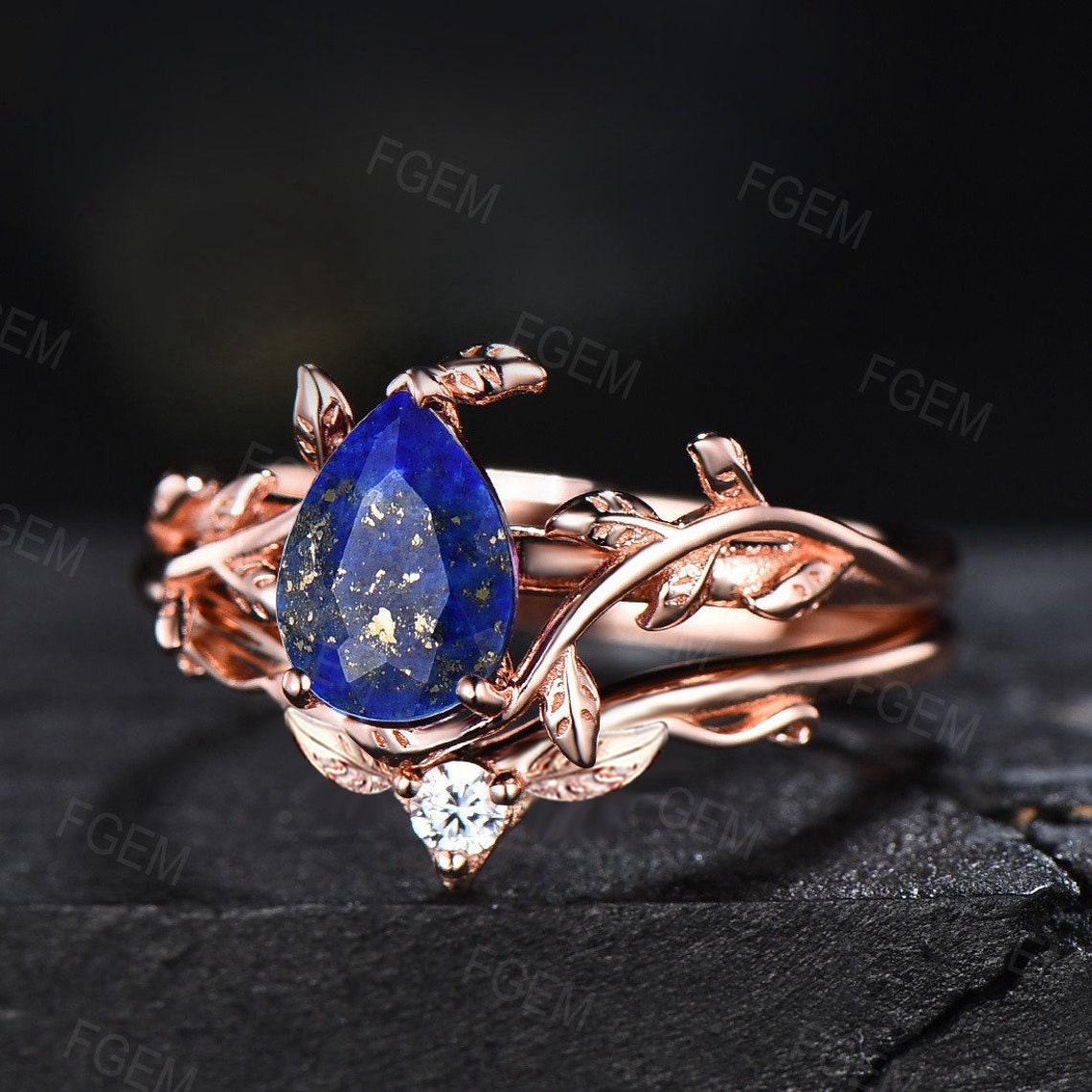 Lapis lazuli diamond on sale ring