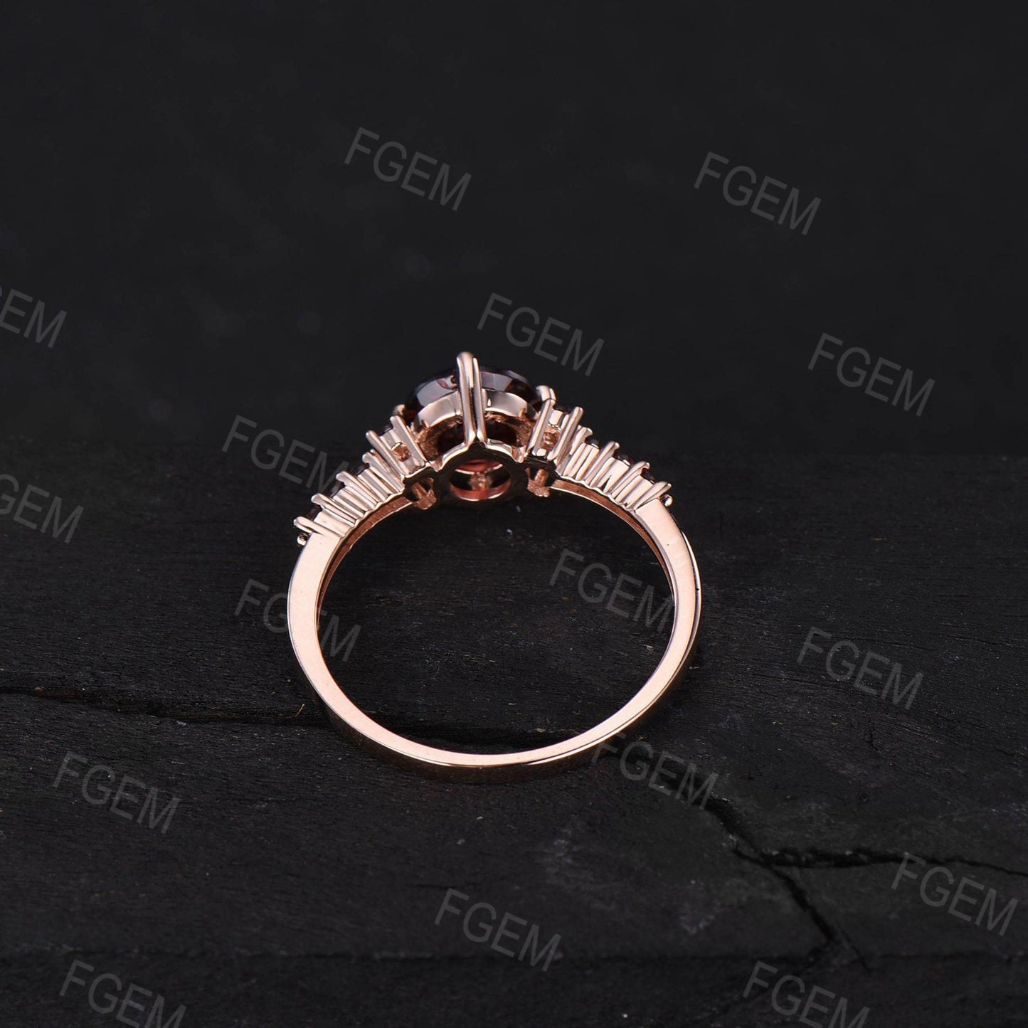 Natural Garnet Engagement Ring Rose Gold 1.2ct Round Red Wedding Ring January Birthstone Promise Ring Garnet Bridal Ring Anniversary Gifts