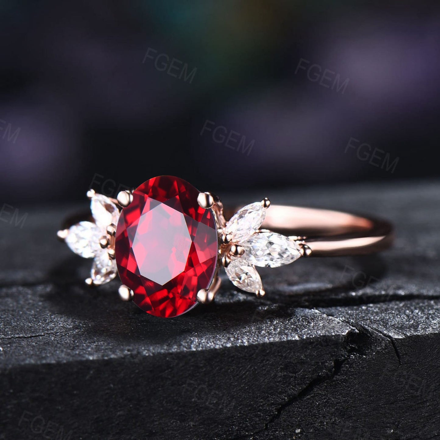 1.5ct Oval Red Ruby Promise Ring Anniversary Gift for Wife Sterling Silver Ring With Stone Red Gemstone Unique July Birthstone Birthday Gift