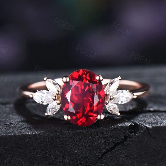 1.5ct Oval Red Ruby Promise Ring Anniversary Gift for Wife Sterling Silver Ring With Stone Red Gemstone Unique July Birthstone Birthday Gift