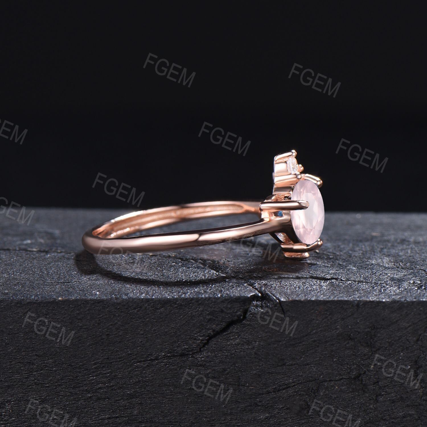 Pink high quality Crystal Ring 1ct Round Natural Rose Quartz Engagement Ring Valentine's Day Gift Promise Ring Wedding Gemstone Ring Dainty Healing Ring