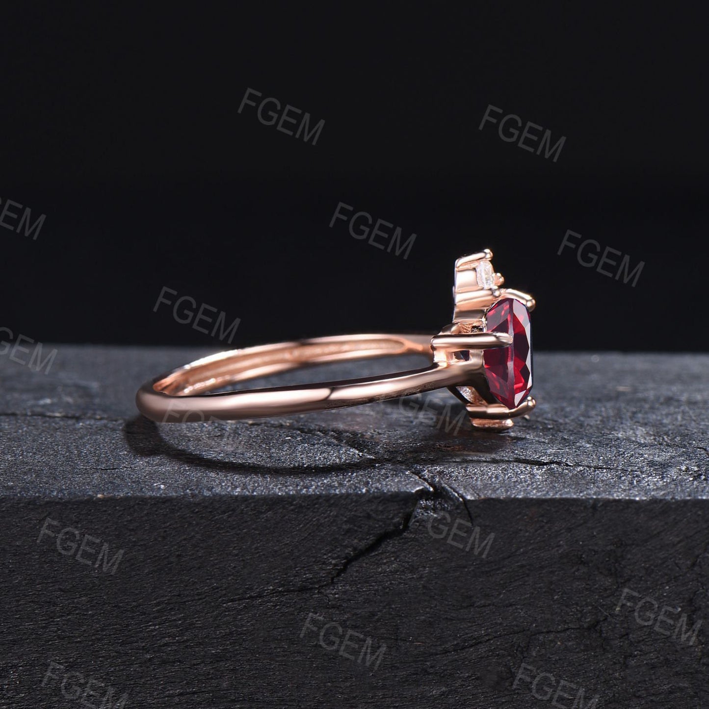 1ct Round Cut Red Ruby Gemstone Jewelry 10K Rose Gold Nature Inspired Leaf Ruby Engagement Anniversary Ring For Women July Birthstone Gifts